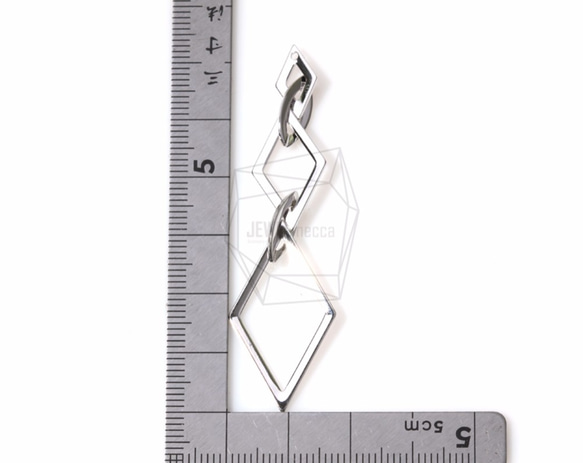 ERG-416-R【2個入り】トリプルダイヤモンドリンクチャーム/Triple Diamond Link charm 5枚目の画像