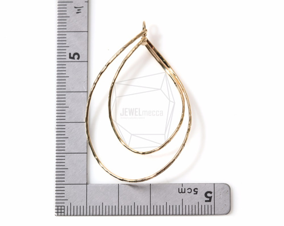 PDT-1086-G【2個入り】ダブルティアドロップフープチャーム,Double Teardrop Hoop charm 5枚目の画像