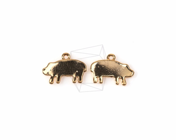 PDT-1099-G【2個入り】ピッグペンダント,Pig Pendant/13mm x 7mm 1枚目の画像