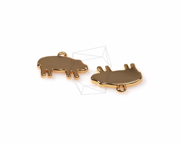 PDT-1099-G【2個入り】ピッグペンダント,Pig Pendant/13mm x 7mm 3枚目の画像