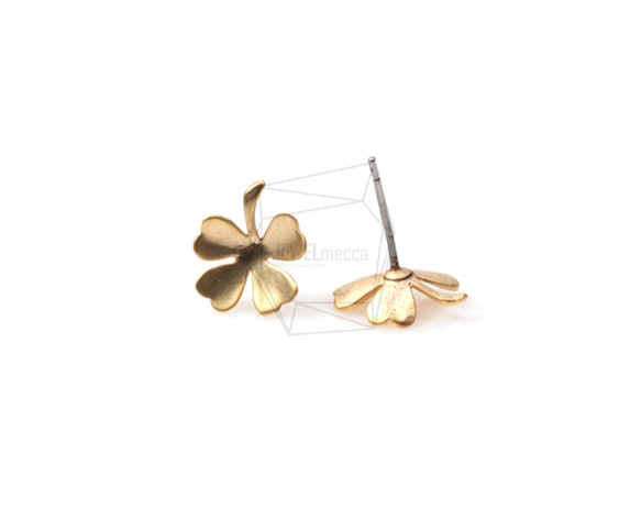 ERG-437-MG【2個入り】四つ葉のクローバーピアス,Four Leaf Clover Earring Post 2枚目の画像