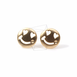 ERG-440-MG【2個入り】ハートアイピアス,Heart Eyes Smiley Face Earring Post 1枚目の画像