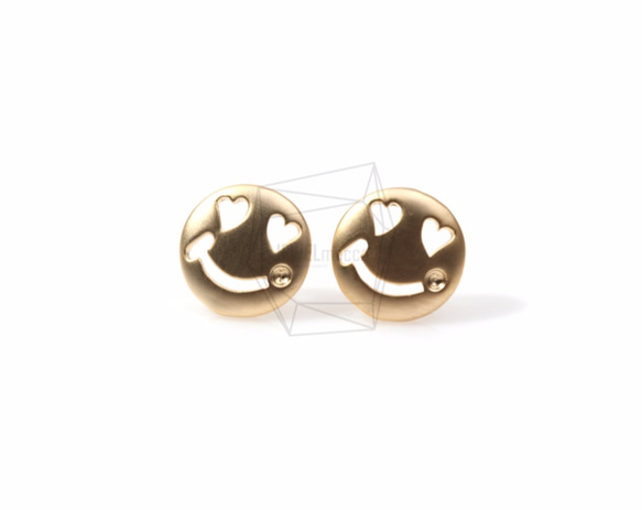 ERG-440-MG【2個入り】ハートアイピアス,Heart Eyes Smiley Face Earring Post 1枚目の画像