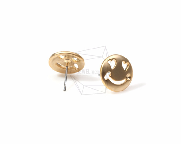 ERG-440-MG【2個入り】ハートアイピアス,Heart Eyes Smiley Face Earring Post 3枚目の画像