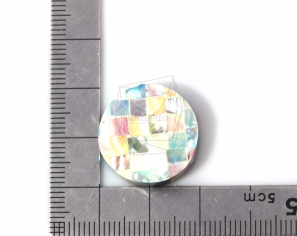 PEA-039-G【2個入り】モザイクラウンド螺鈿ビーズ, Mother of Pearl Mosaic round 5枚目の画像