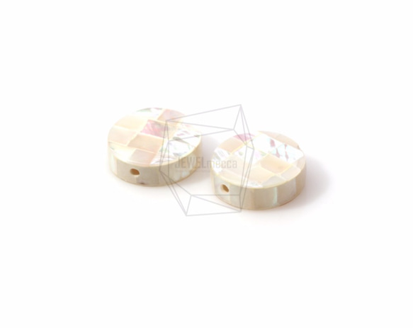 PEA-042-G [2pieces] Mosaic Round Raden Beads, Mother of Pearl Mo 第1張的照片