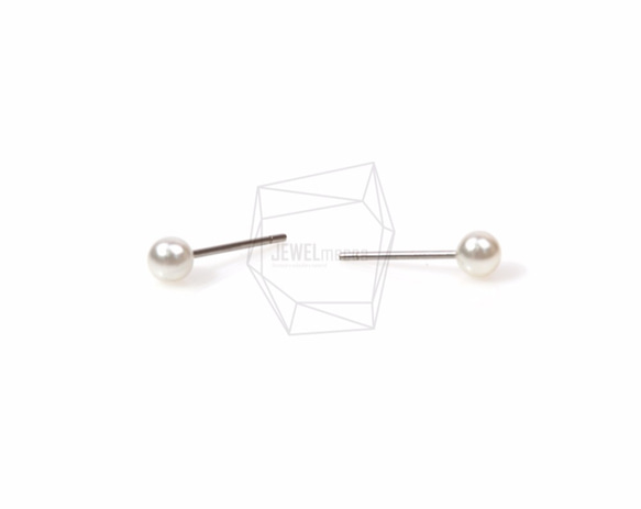 ERG-480-G [2片]珍珠耳環，珍珠郵政耳環/4毫米 第2張的照片