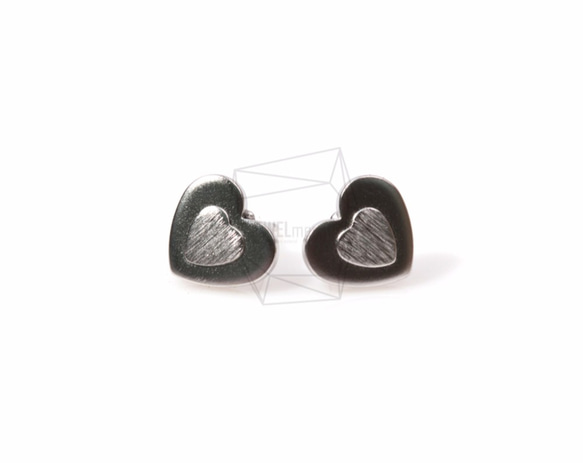 ERG-488-MR【2件】心形輪廓耳環，心形輪廓耳環 第1張的照片