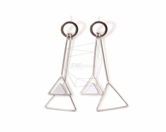 ERG-492-MR【2個入り】ダブルトライアングルアピアス,Double Triangle Dangle Post 1枚目の画像