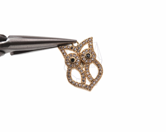 PDT-1222-G【1個入り】CZフクロウペンダント,Cubic Zirconia Setting owl 4枚目の画像