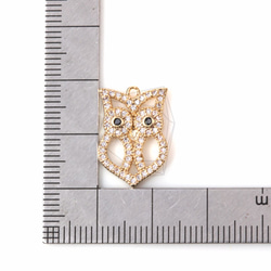 PDT-1222-G【1個入り】CZフクロウペンダント,Cubic Zirconia Setting owl 5枚目の画像