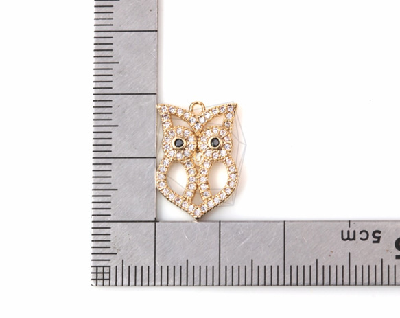 PDT-1222-G【1個入り】CZフクロウペンダント,Cubic Zirconia Setting owl 5枚目の画像