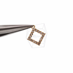 PDT-1224-G [2個] CZ鑽石吊墜，立方氧化鋯鑲嵌菱形 第4張的照片