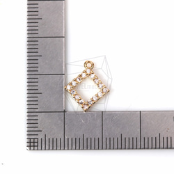 PDT-1224-G【2個入り】CZダイヤモンドペンダント,Cubic Zirconia Setting rhombus 5枚目の画像