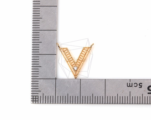 CNT-155-G【2個入り】シェブロンCZペンダント,Chevron CZ Charm/15mm x 12mm 5枚目の画像