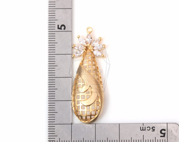 PDT-1229-MG【1個入り】CZパイナップルペンダント,CZ Pineapple Pendant 5枚目の画像