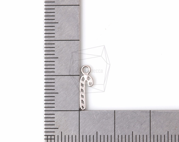 PDT-735-MR【2個入り】キャンディステッキペンダント,Candy Cane Rhodium Pendant 5枚目の画像