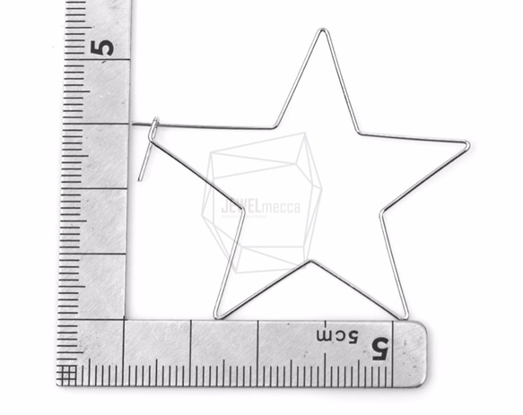 ERG-537-R【2個入り】ワイヤスターピアス,Wire Star Earring/50mm x 45mm 5枚目の画像