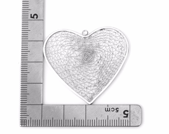 PDT-746-MR【2個入り】ハートフレームメッシュペンダント,Heart Frame Pattern Pendant 5枚目の画像