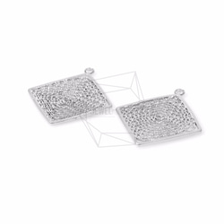 PDT-748-MR【2個入り】ダイヤモンドメッシュペンダント,Diamond Pattern Pendant 2枚目の画像