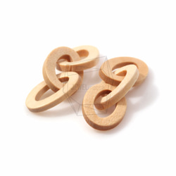 BSC-324-G【2個入り】ウッドリンクサークルペンダント,Wooden linked circles pendant 2枚目の画像