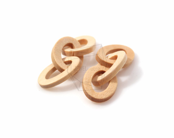 BSC-324-G【2個入り】ウッドリンクサークルペンダント,Wooden linked circles pendant 2枚目の画像