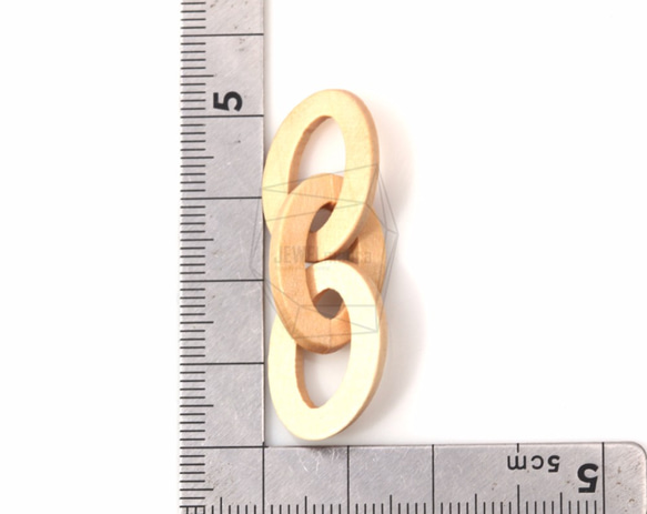 BSC-324-G【2個入り】ウッドリンクサークルペンダント,Wooden linked circles pendant 5枚目の画像