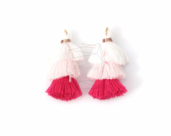 BSC-347-G【2個入り】マルチカラーコットンタッセル,Multi-Colored Cotton Tassel 1枚目の画像