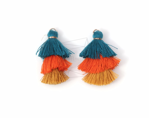 BSC-349-G【2個入り】マルチカラーコットンタッセル,Multi-Colored Cotton Tassel 1枚目の画像