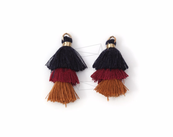 BSC-351-G【2個入り】マルチカラーコットンタッセル,Multi-Colored Cotton Tassel 1枚目の画像