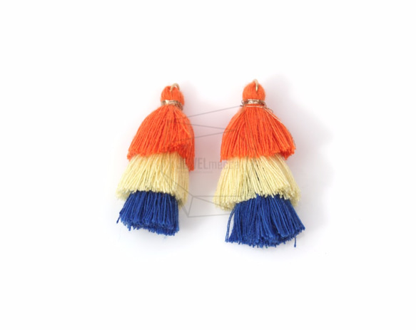 BSC-352-G【2個入り】マルチカラーコットンタッセル,Multi-Colored Cotton Tassel 1枚目の画像