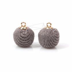 BSC-368-G【4件】織物珠子飾物，織物球形飾物/ 15毫米x 17毫米 第1張的照片