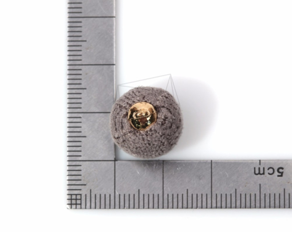 BSC-368-G【4件】織物珠子飾物，織物球形飾物/ 15毫米x 17毫米 第5張的照片
