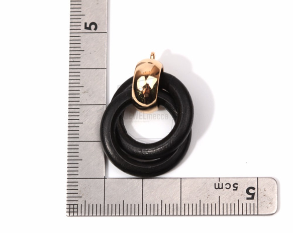 BSC-403-G【2個入り】ダブルリングウッドチャーム,Double ring Wooden Charm 5枚目の画像