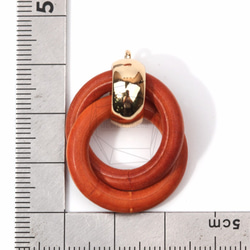 BSC-407-G【2個入り】ダブルリングウッドチャーム,Double ring Wooden Charm 5枚目の画像