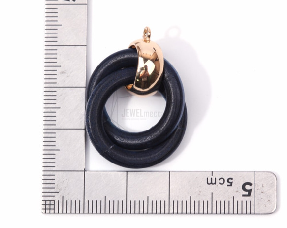 BSC-408-G【2個入り】ダブルリングウッドチャーム,Double ring Wooden Charm 5枚目の画像