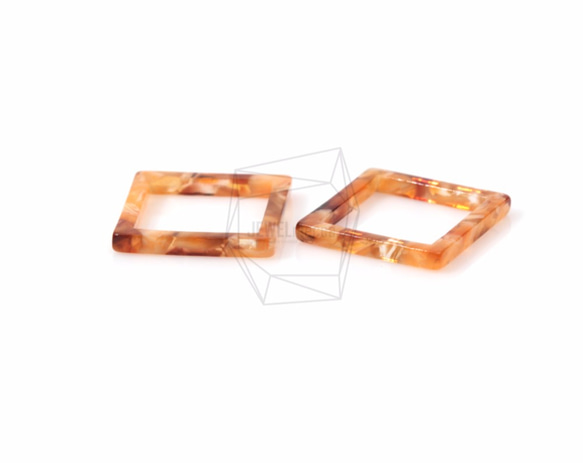 BSC-377-G【2個入り】セルロイドスクエアチャーム,celluloid Square pendant 3枚目の画像