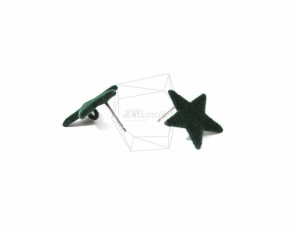 ERG-597-G【2個入り】ベルベットスターピアス ,velvet star Post Earring 2枚目の画像