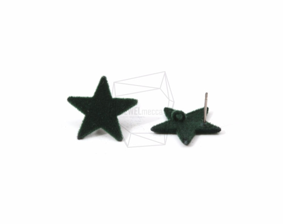 ERG-597-G [2片]茸星耳環，天鵝絨星郵政耳環 第3張的照片