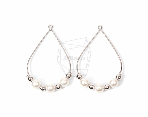 PDT-1251-R【2個入り】ワイヤーティアドロップパール,Wire Tear Drop With Pearls 1枚目の画像