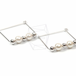 PDT-1254-R【2個入り】ワイヤーロンバスパール,Wire Rhombus With Pearls Pendant 2枚目の画像