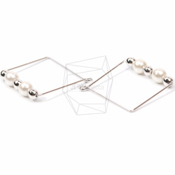 PDT-1254-R【2個入り】ワイヤーロンバスパール,Wire Rhombus With Pearls Pendant 3枚目の画像
