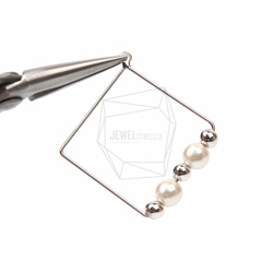 PDT-1254-R【2個入り】ワイヤーロンバスパール,Wire Rhombus With Pearls Pendant 4枚目の画像