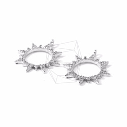 PDT-1273-R【2個入り】サンフラワーペンダント,Sunflower With Cubic Zirconia 2枚目の画像