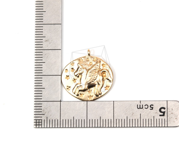 PDT-1262-MG【2個入り】ユニコーンペンダント,Unicorn Pendant/20mm X 20mm 5枚目の画像