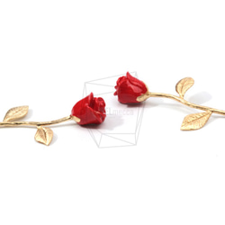 PDT-1316-MG【1個入り】ローズペンダント,Rose Pendant/Red Petal Rose Charm 2枚目の画像