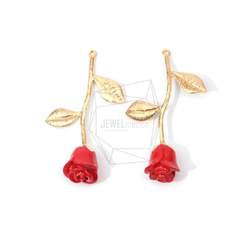 PDT-1316-MG【1個入り】ローズペンダント,Rose Pendant/Red Petal Rose Charm 3枚目の画像