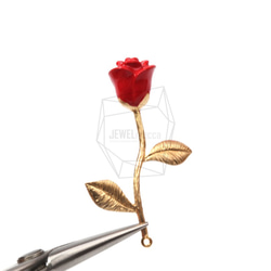 PDT-1316-MG【1個入り】ローズペンダント,Rose Pendant/Red Petal Rose Charm 4枚目の画像