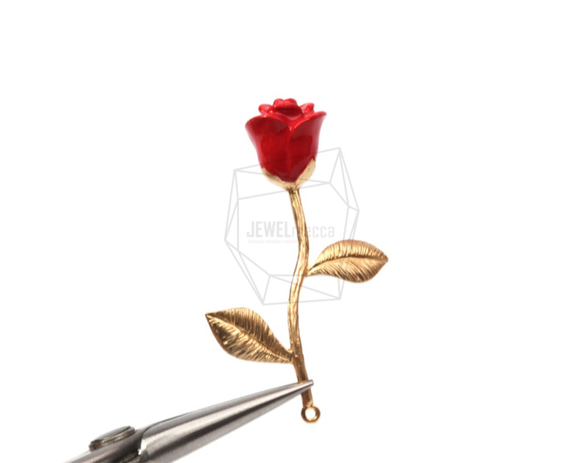 PDT-1316-MG【1個入り】ローズペンダント,Rose Pendant/Red Petal Rose Charm 4枚目の画像