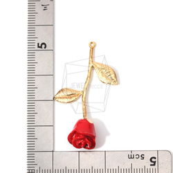 PDT-1316-MG【1個入り】ローズペンダント,Rose Pendant/Red Petal Rose Charm 5枚目の画像